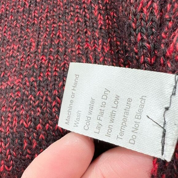 Ming Wang Cardigan Sweater Womens PL Red Open Front Faux Leather Pockets Knitted - Picture 9 of 11